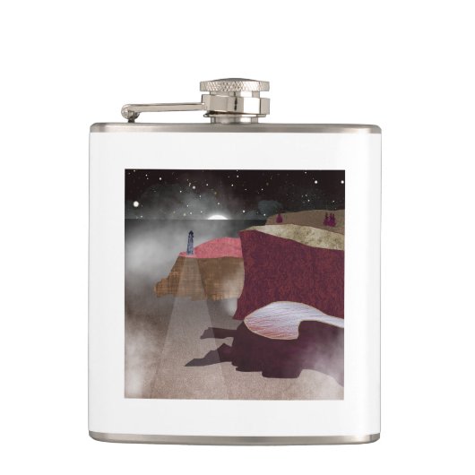 vuurtoren van Foggy Heupfles (Voorkant)