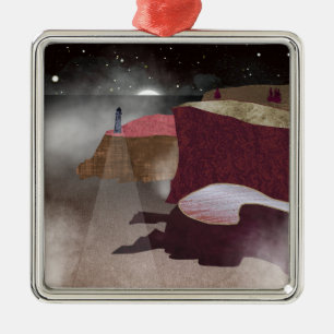 vuurtoren van Foggy Metalen Ornament