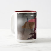 vuurtoren van Foggy Tweekleurige Koffiemok (Voorkant links)