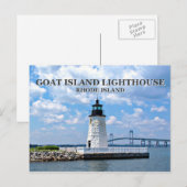 Vuurtoren van Goat Island, Briefkaart van Rhode Is (Voorkant / Achterkant)