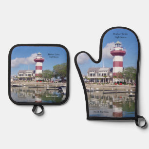 Vuurtoren van Harbor Town Ovenwant & Pannenlap Set
