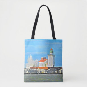 Vuurtoren van het meer Erie met golfCanvas tas