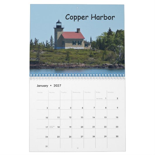 vuurtoren van het Michigan Upper Peninsula Kalender (Jan 2027)