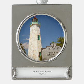 Vuurtoren van het Oude Punt Comfort Verzilverd Banner Ornament