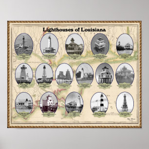 vuurtoren van het Poster Louisiana