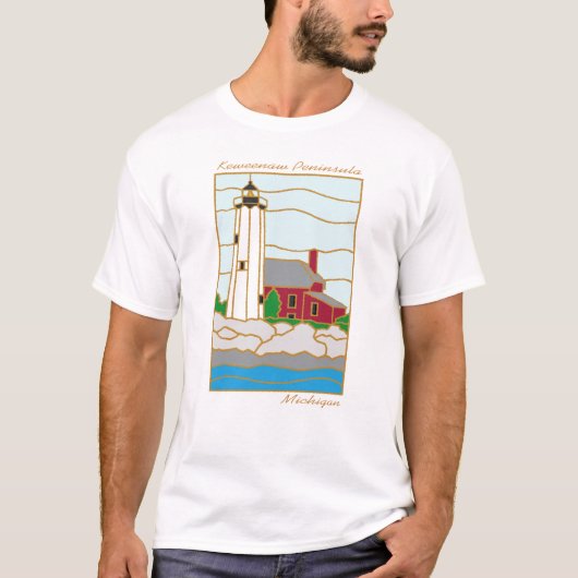 vuurtoren van het schiereiland Keweenaw T-Shirt (Voorkant)
