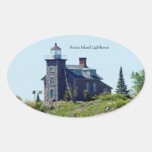 Vuurtoren van Huron-eiland Ovale Sticker