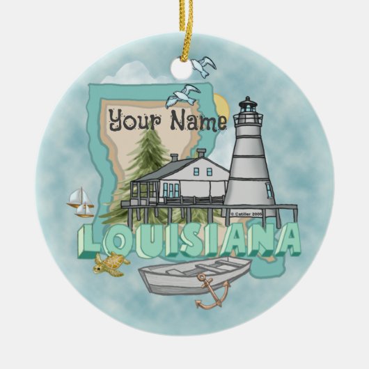 vuurtoren van Louisiana Keramisch Ornament (Voorkant)