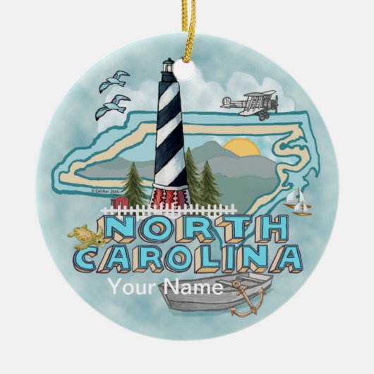 vuurtoren van North Carolina Keramisch Ornament (Voorkant)
