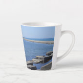 Vuurtoren van North Pierhead, Ludington, MI Latte Mok (Rechts)