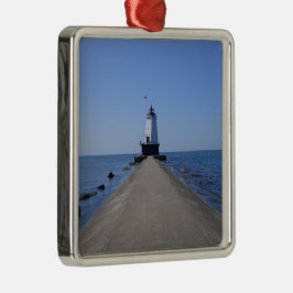 Vuurtoren van North Pierhead, Ludington, MI Metalen Ornament
