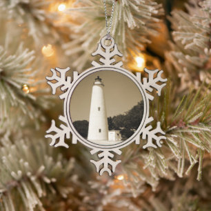 vuurtoren van Ocracoke Tin Sneeuwvlok Ornament