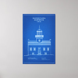 Vuurtoren van Old Point Loma - Californië - AD Canvas Afdruk