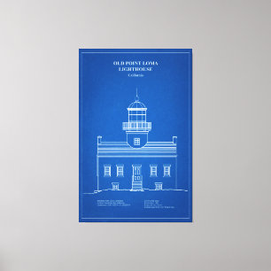 Vuurtoren van Old Point Loma - Californië - AD Canvas Afdruk
