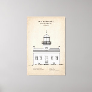 Vuurtoren van Old Point Loma - Californië - SBD Canvas Afdruk
