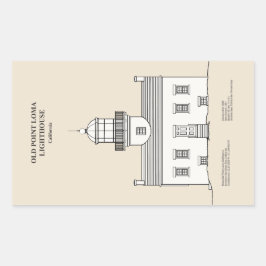 Vuurtoren van Old Point Loma - Californië - SBD Rechthoekige Sticker