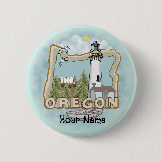 vuurtoren van Oregon Ronde Button 5,7 Cm (Voorkant)