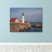 Vuurtoren van Portland Head Canvas Afdruk (Insitu (Houten vloer))