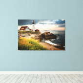 Vuurtoren van Portland Head | Kaap Elizabeth, ik Canvas Afdruk (Insitu (Houten vloer))