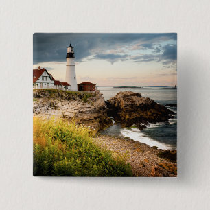 Vuurtoren van Portland Head Kaap Elizabeth, ik Vierkante Button 5,1 Cm