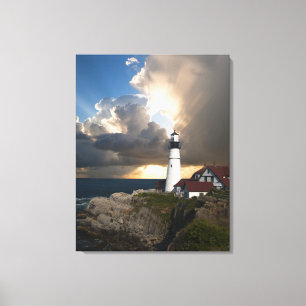 Vuurtoren van Portsmouth N.H. bij zonsopgang Canvas Afdruk