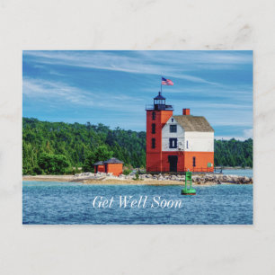 Vuurtoren van Round Island Beterschap Ansichtkaart Briefkaart