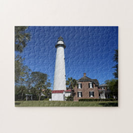 Vuurtoren van Saint Simons Island, opgericht in ee Legpuzzel