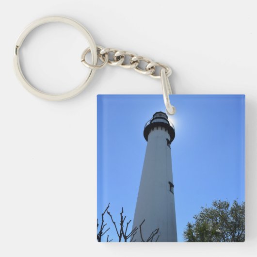 vuurtoren van Saint Simons Island Sleutelhanger (voorkant)