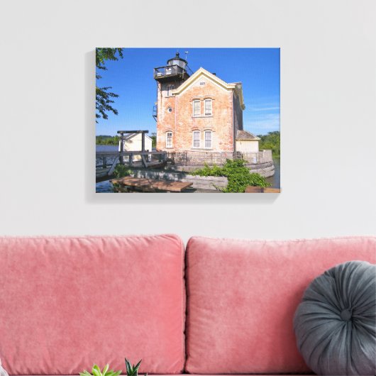 vuurtoren van Saugerties, Hudson, New York Canvas Afdruk (Insitu (Woonkamer))