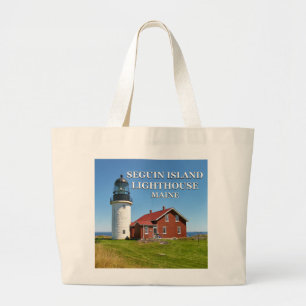 Vuurtoren van Seguin Island, Maine Jumbo Boodschap Grote Tote Bag