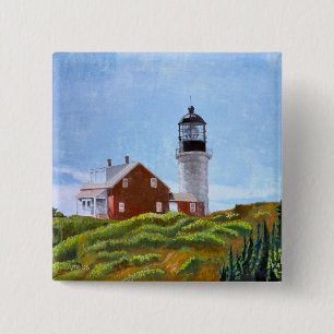 Vuurtoren van Seguin Island Vierkante Button 5,1 Cm