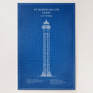 Vuurtoren van St. Martin Island - Michigan - AD Legpuzzel