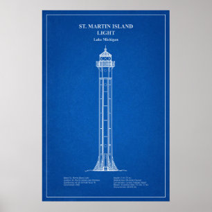 Vuurtoren van St. Martin Island - Michigan - AD Poster