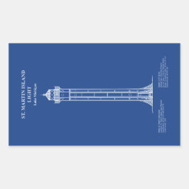 Vuurtoren van St. Martin Island - Michigan - AD Rechthoekige Sticker
