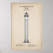 Vuurtoren van St. Martin Island - Michigan - SBD Poster (Voorkant)