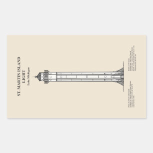 Vuurtoren van St. Martin Island - Michigan - SBD Rechthoekige Sticker