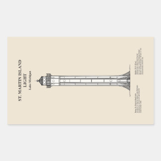 Vuurtoren van St. Martin Island - Michigan - SBD Rechthoekige Sticker