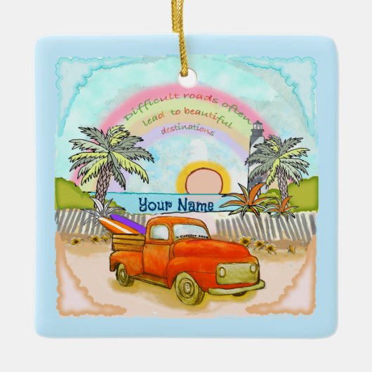 Vuurtoren van Truck Surfer ornament (Voorkant)