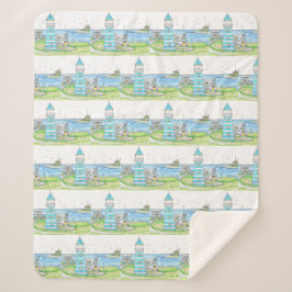 Vuurtoren van Turquoise Sherpa Blanket Deken