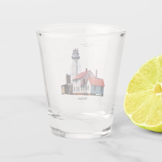 vuurtoren van Whitefish Point Shot Glas (Achterkant)
