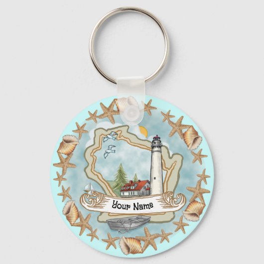 vuurtoren van Wisconsin Shells Sleutelhanger (Voorkant)