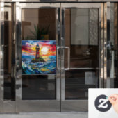 Vuurtoren Venster Cling Raamsticker (Kantoordeur)