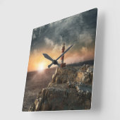 vuurtoren | Ventilator rood en wit Vierkante Klok (Hoek)