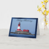 Vuurtoren Verjaardag Kaart, zee uitzicht Kaart (Gele Bloem)