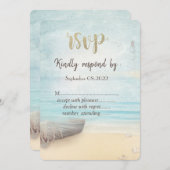 Vuurtoren voor boot op het strand RSVP Kaart (Voorkant / Achterkant)