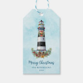 Vuurtoren voor kerstaire Waterverf Cadeaulabel (Voorkant)