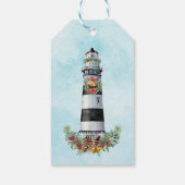Vuurtoren voor kerstaire Waterverf Cadeaulabel (Achterkant)