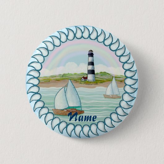 Vuurtoren voor zeilboten ronde button 5,7 cm (Voorkant)