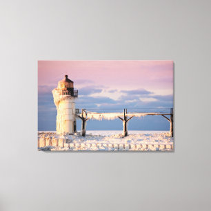 vuurtoren vuurtoren van het meer Michigan Canvas Afdruk