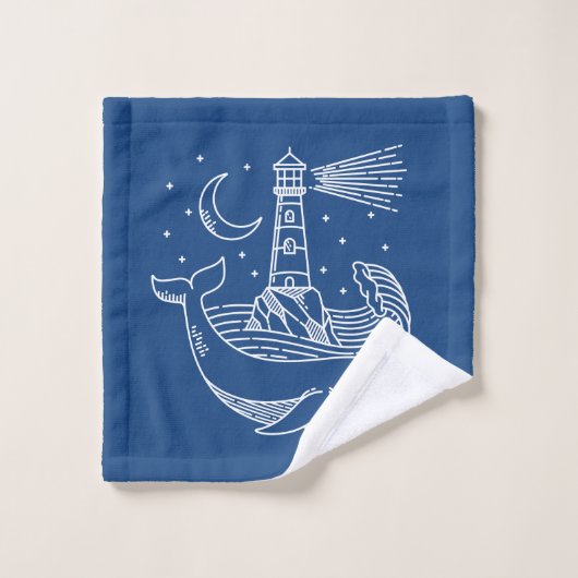 vuurtoren walvis bad handdoek (Wasdoekje)